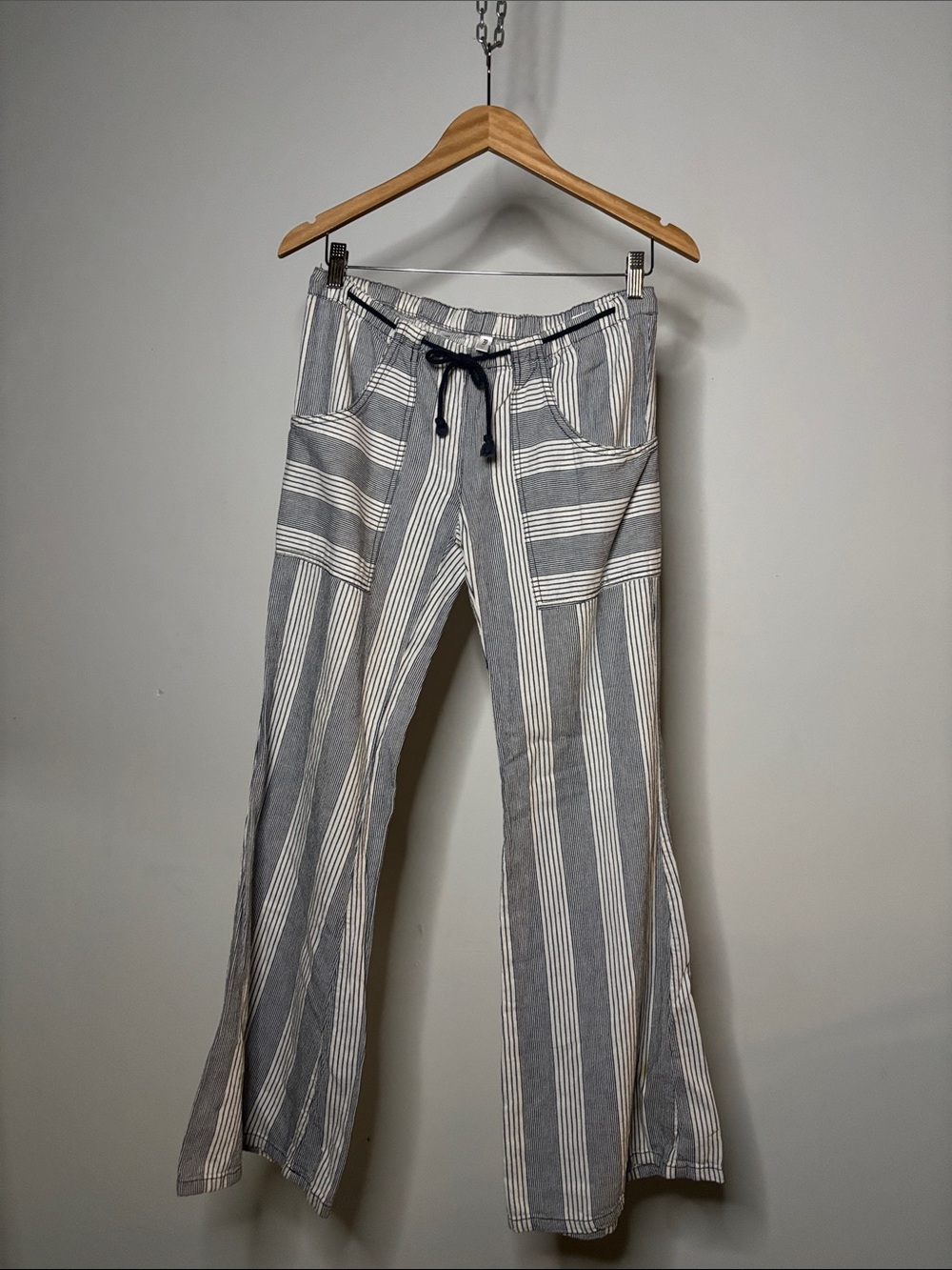 Y2K RVCA Sunday Collection Striped Flared Linen Pants Size Small